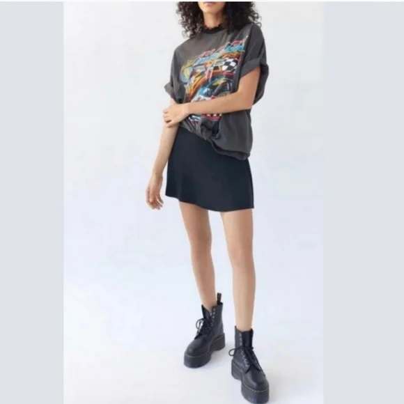 Urban Outfitters Deja Black Halter Mock Neck Ribbed Exposed Seamed Mini Dress - Picture 3 of 10